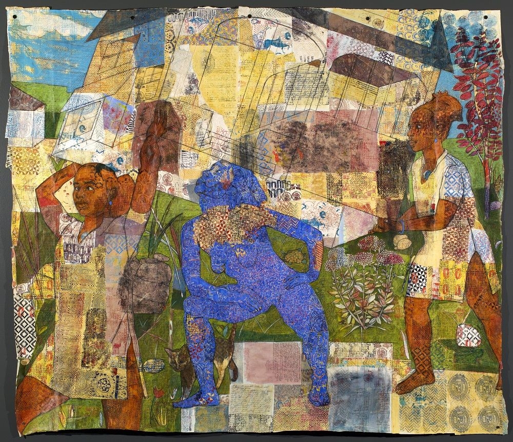 Ahuja, Autocartography III, 82 x93  watercolor, acrylica and colored pencil on cotton vellum, 2012 Courtesy Mequitta Ahuja
